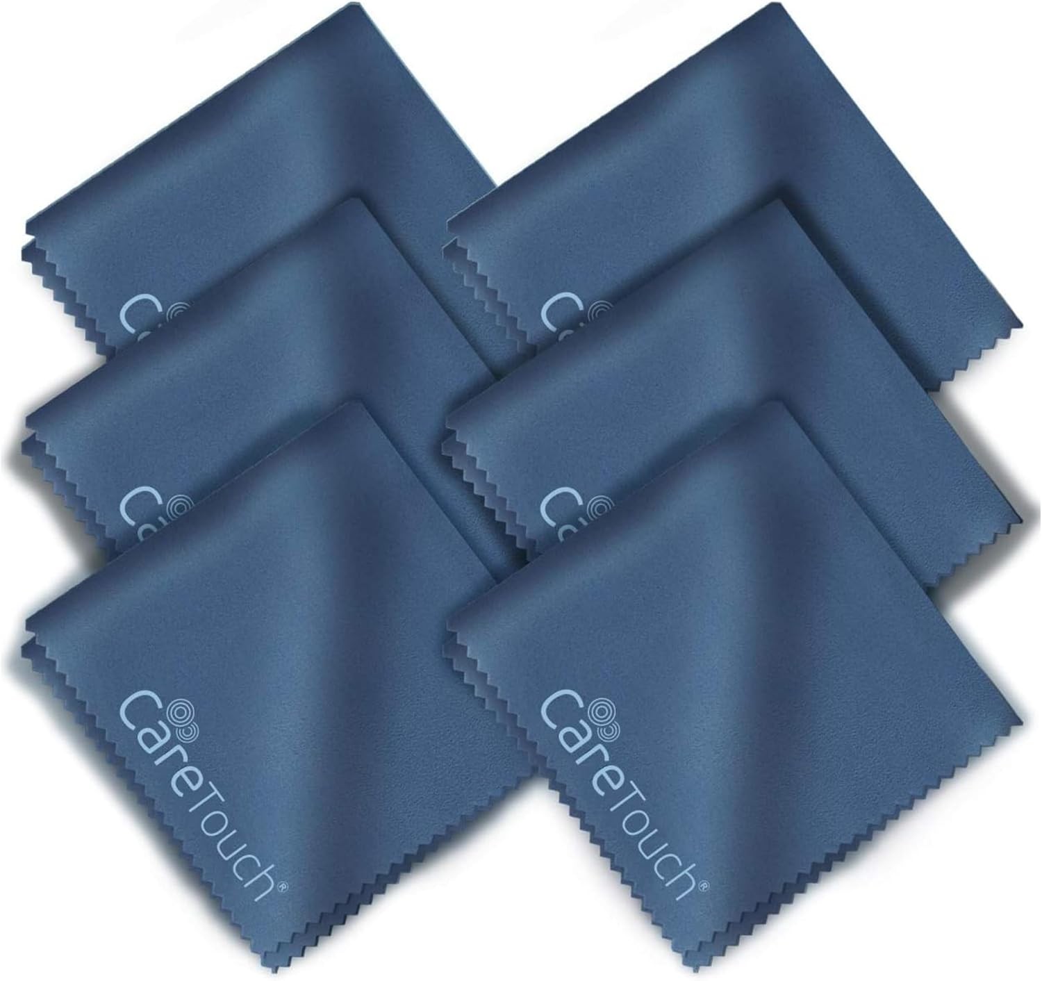 Care Touch Microfiber Cleaning Cloths 6-Pack for Glasses Lenses Navy Blue