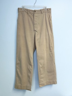 Vintage 40s WWII Button Fly Cotton Army Military Trousers Chino