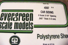 Evergreen Styrene #4067  040 Thick  "O" Gauge Car Siding 3 1/4" Spacing