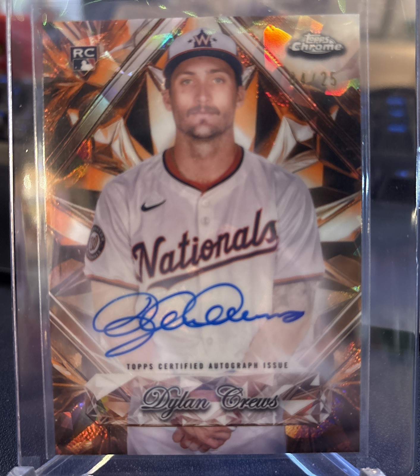 2025 Topps Chrome Sapphire Dylan Crews Sapphire Selections Orange Auto /25 RC SP