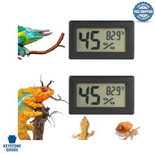 2-Pack Digital Reptile Thermometer  Humidity Gauge - High Precision, LCD Dis...