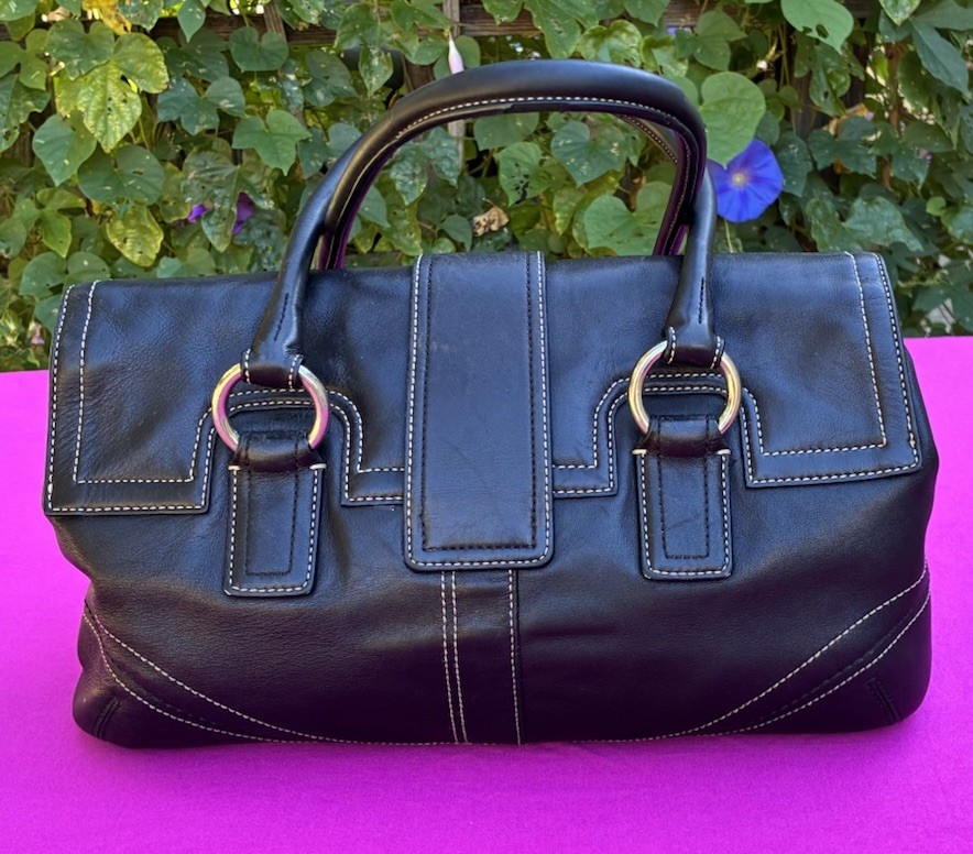 バッグ COACH HAMPTON SOHO BUCKLE Flap Hand Bag Coach Soho Hampton Buckle Flap Large Satchel Bag Rare Black