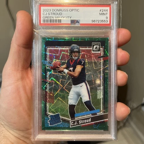 2023 Donruss Optic C.J. Stroud RC Green Velocity Prizm Texans Rookie #244 PSA 9