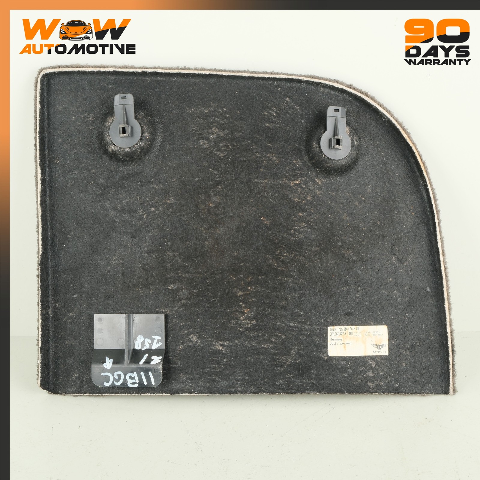Bentley Continental GT 2010-2012 Rear Left Trunk panel carpet P/N 3W7867427K