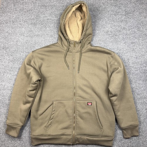 Wrangler Hoodie Sweatshirt Mens XL Beige Full Zip Fleece Sherpa Lined Workwear