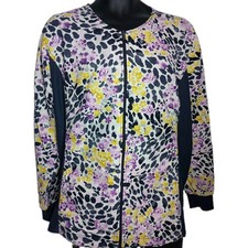 Cherokee Lab Jacket COTTON Animal Floral Long Sleeve Scrub Warmup 2315C Sz 2XL
