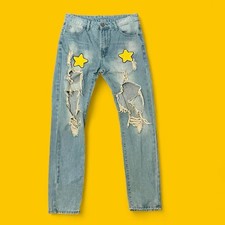 Unbranded distressed Blue jeans w Star Patche...