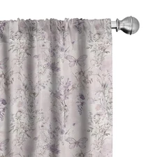  Spring Window Curtain Panels 4 Pack, Witchy Woods with Pinkish Atmosphere 