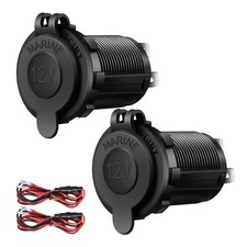 12V Cigarette Lighter Socket, 2 Pack Car Marine Motorcycle ATV RV Black