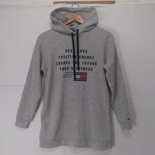 Tommy Hilfiger Hoodie Black EST 1985 Organic Cotton Pullover Women's XS