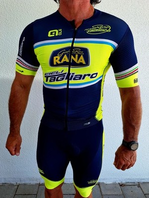 Orig. Ale Cycling PRS Maglia Ciclismo Set Team Rana Verona Gr. L rare blau gelb