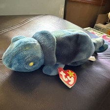 TY Beanie Baby - RAINBOW the Chameleon dark blue  9 inch 