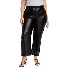 Old Navy High Rise Faux Leather Wide Leg Pant-Black -Plus Size 30-NWT