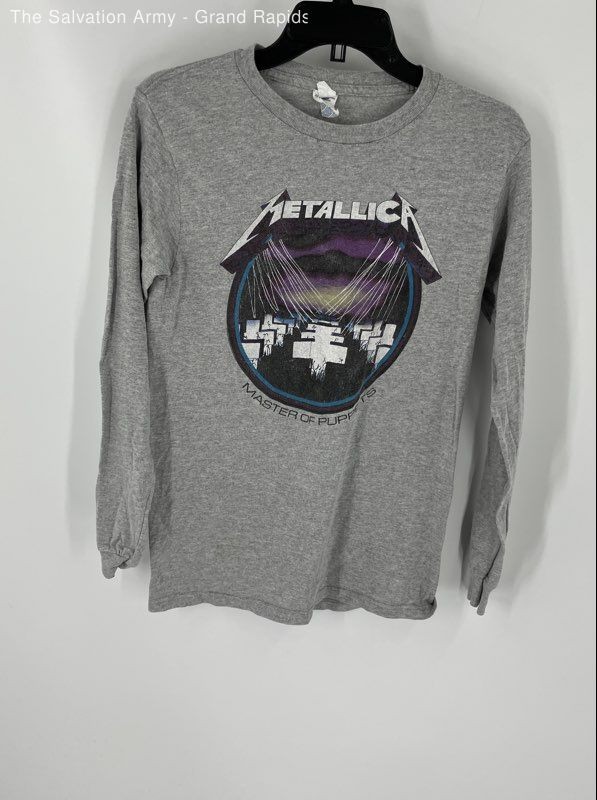 Metallica Mens Gray Master Of Puppets Pullover Graphic T-Shirt Size Small