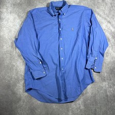 Vintage Ralph Lauren Yarmouth Blue Pinpoint Oxford Button Down Shirt Mens 16-33