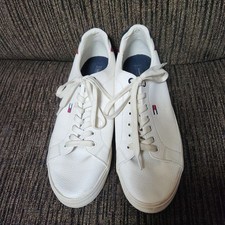 Tommy Hilfiger Rezz Hombre Blanco Cuero Sintético Zapatillas con Cordones Talla 11