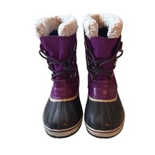 Sorel Yoot Pac Nylon Purple Black Waterproof Snow Boots Kids Size 3 NY1962-594