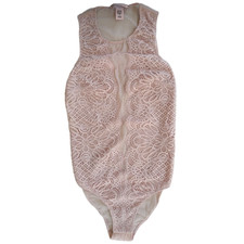 Victoria's Secret Bodysuit Sheer Mesh Lace Sleeveless Snap Close Pale Pink Sz S