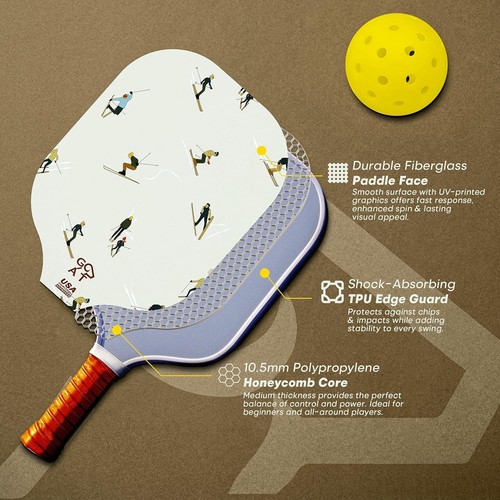 Fiberglass Pickleball Paddles Set of 2 Includes 4 Indoor Outdoor Balls and Bag-B - Afbeelding 2 van 9