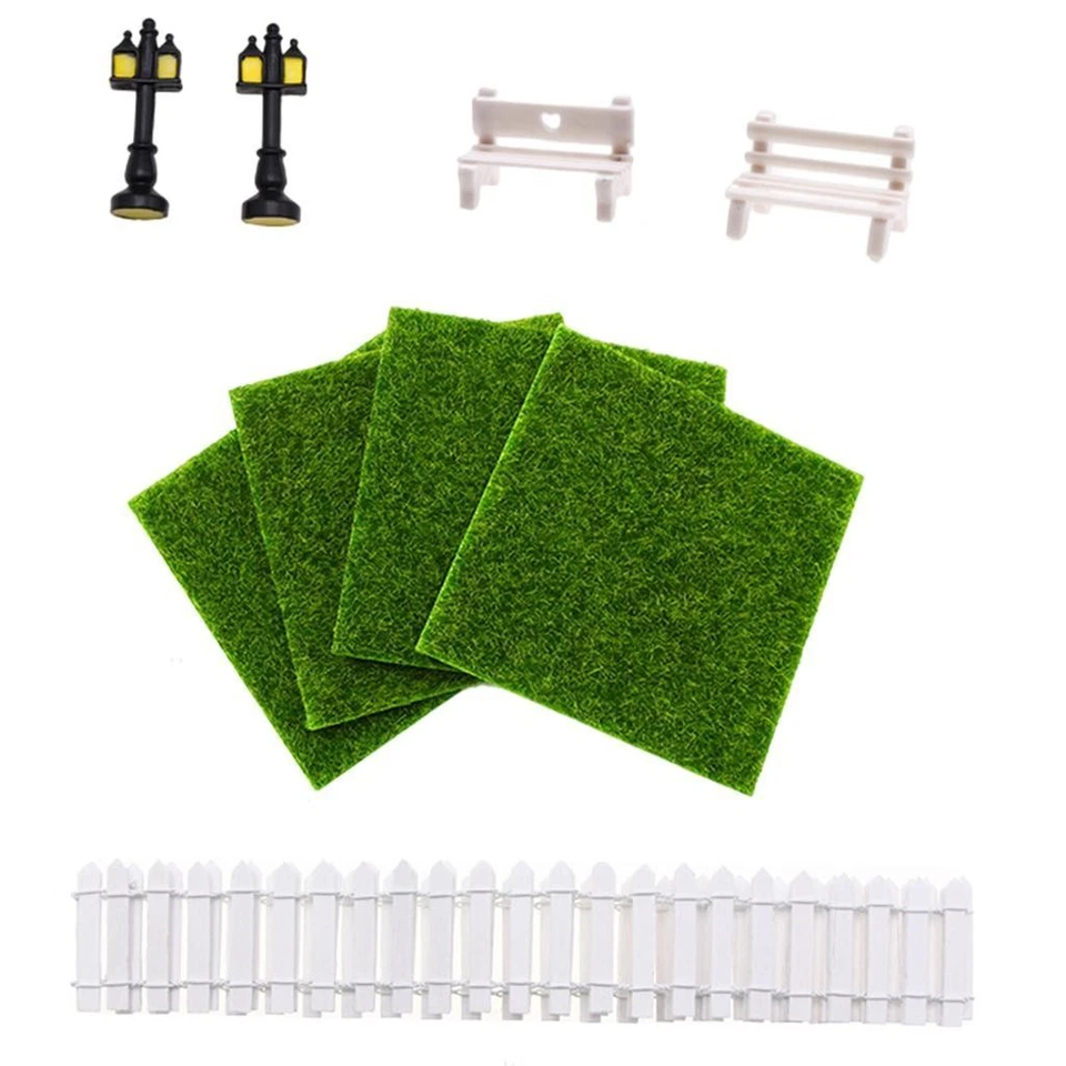 9x 1:12 1/12 Accessori per casa delle bambole, ornamenti Panca in plastica - Immagine 3 di 4