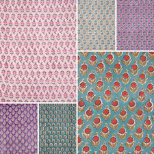 Indian Block Printed Multi Patterns 100% Cotton & Voile Women Dress Fabric Cloth