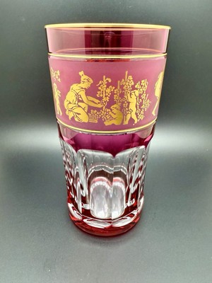 Crystal Highball Tumbler ''Danse de Flore'', by Val Saint Lambert, Cranberry