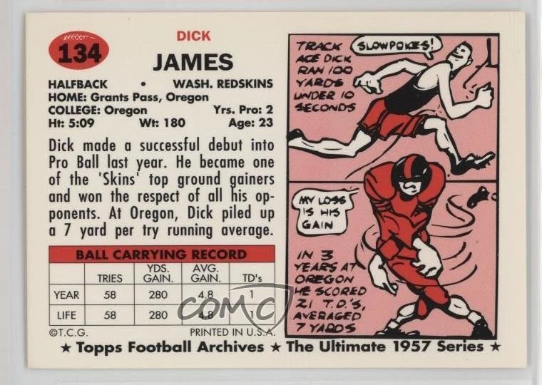 1994 Topps Archives 1957 Series Gold Dick James #134 - Image 2 of 2