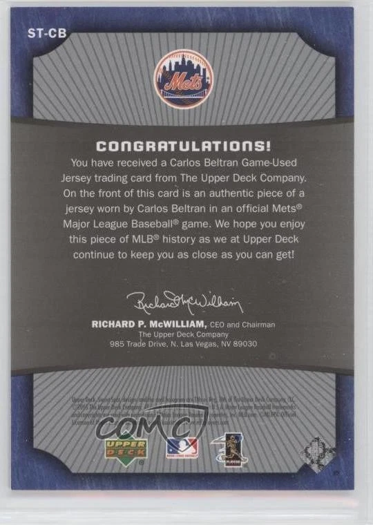 2005 Upper Deck Sweet Spot Sweet Threads Carlos Beltran #ST-CB - Image 2 of 2