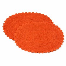 Royal Blaze Crochet Bath Rug 100 Cotton 2Pcs 18"x26" Rust Oval Bath Mat