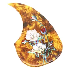 Abalone Flower Design Self-Adhesive Acoustic Guitar Pickguard for Martin Amber