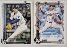2025 Topps Roki Sasaki - Rookie Debut #US199 + Base #H23 - 2 Card Lot