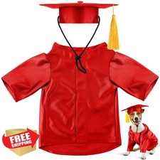 Bunnycool M Red Dog Cat Graduation Cap Gown Costume