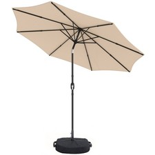 Outsunny 2.7 m Garden Parasol Umbrella with Cross Base, Sandbag, Khaki