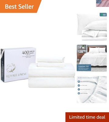 Cooling 400 Thread Count American Cotton Full Sheet Set - 4 Piece White Elegance