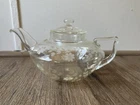 Vintage Pyrex Clear Etched Floral Teapot Frederick Carter Design READ