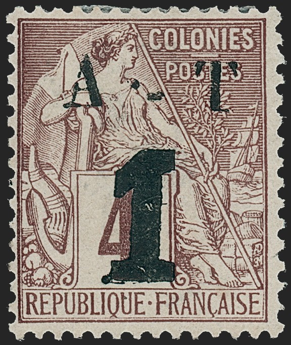 1888 Annam & Tonkin (A - T, Scott #8) 1 c on 4c, unused, og, VF, Ceres Cert