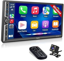 7 Inch Double Din Car Stereo with Wireless CarPlay and Android Auto, 7-Inch