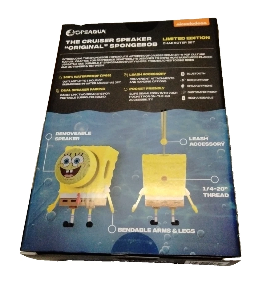 Bob Esponja Pantalones Cuadrados 100% Impermeable Altavoz Bluetooth Speaqua ¡Nuevo! Foto 3 de 4