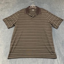 Champion Double Dry Polo Shirt Mens XL Brown Striped Stretch Golf Performance