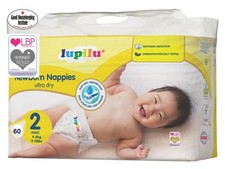 Lupilu Nappy Size 2 Mini 60 Nappies Soft & Dry - 1 Pack (4-8 kg/9-18 lbs) 0.17 per nappy