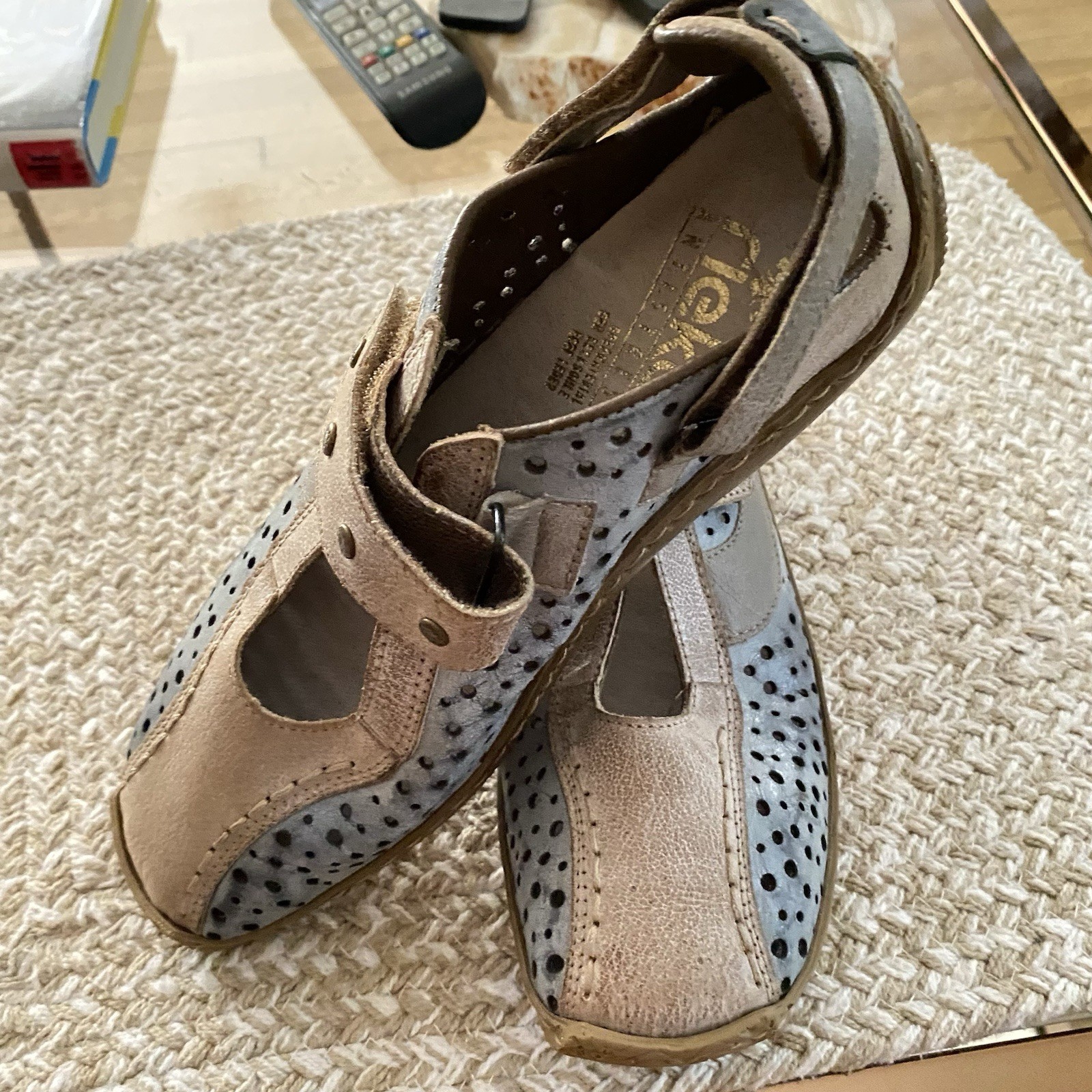 SAOLA Rieker scarpe antistress donna 38 Mary Jane blu grigio beige cinturino suola comoda