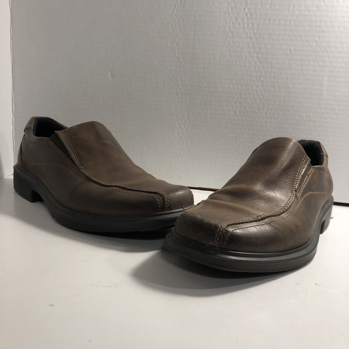 ECCO Men's Helsinki Brown Leather Slip-On Bicycle Toe Size 42 EU M  US