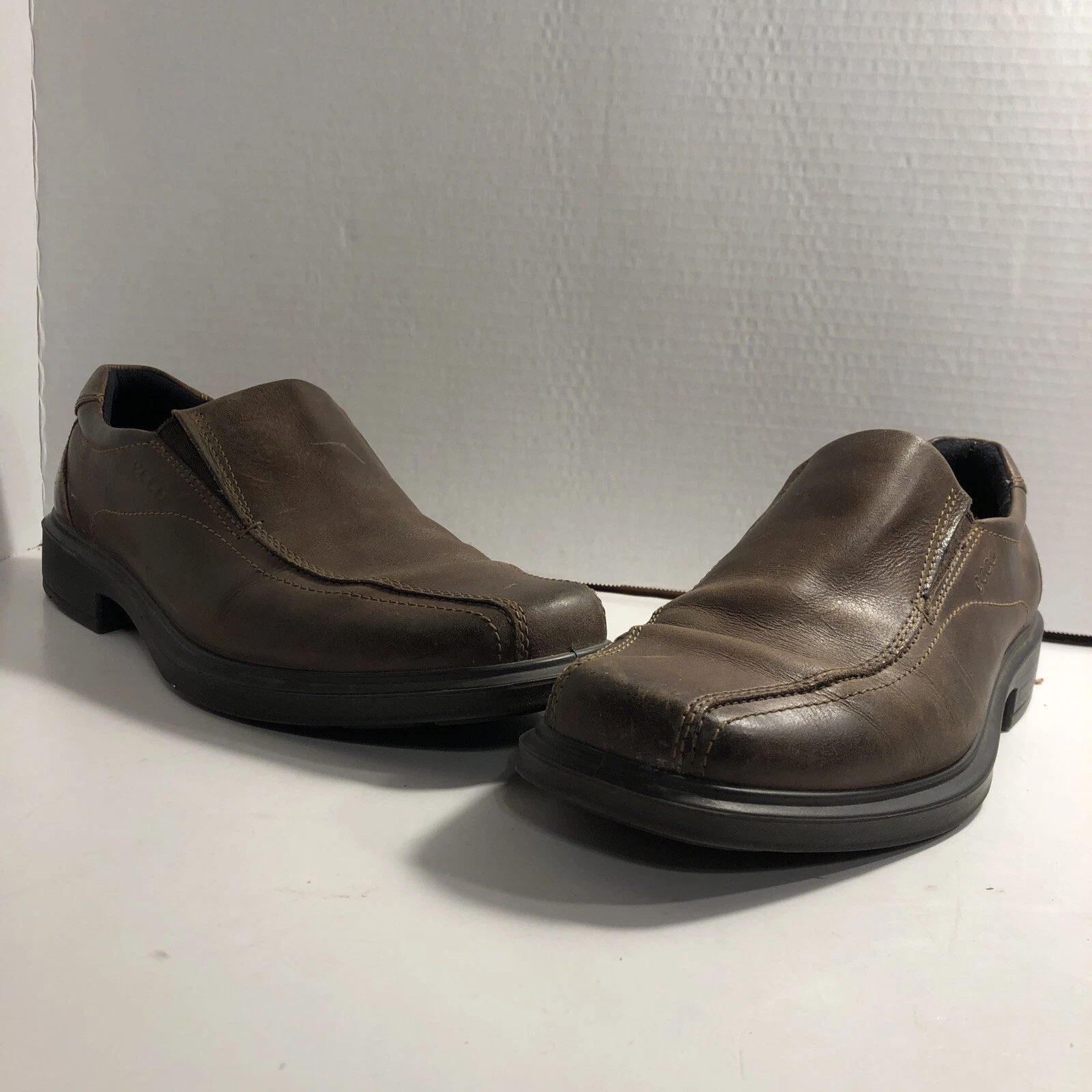 ECCO uomo Helsinki punta bicicletta slip on in pelle marrone taglia 42 EU M 8 8 5 US