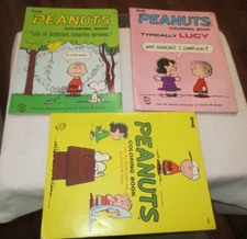 3 Peanuts Coloring Books Charlie Brown Saalfield #4560 1968 & 4562 & 4564
