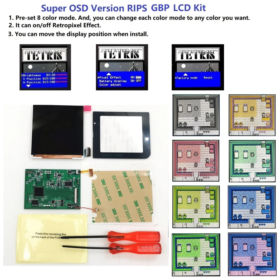 Super OSD RIPS Backlight IPS LCD Screen For Game Boy Pocket GBP Console
