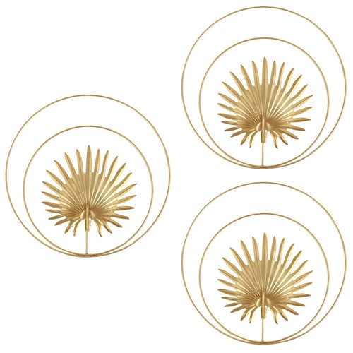 3 Pieces Palm Leaf Wall Hanging Living Room Adornment Decoration Gold