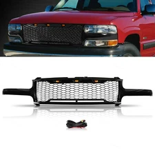 Front Grill WITH LED Lights For 99-06 Chevy Suburban 1500 Tahoe Mesh Hood Black