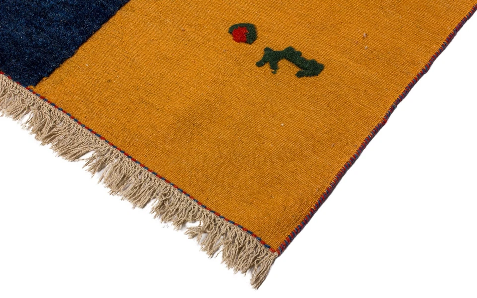 Teppich Kelim Gabbeh ca. 100x140 cm | Gelb | Wolle | handgewebt - Bild 4 von 4