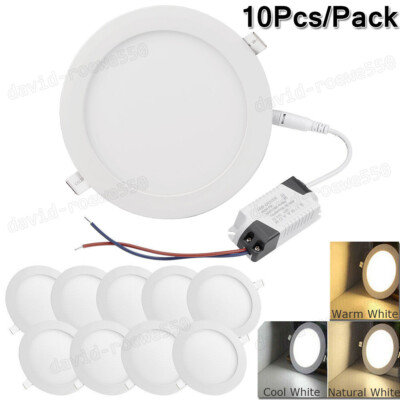 10X  LED Recessed Ceiling Panel Down Lights Lamp Fixture 9W 12W 15W 18W 24W     