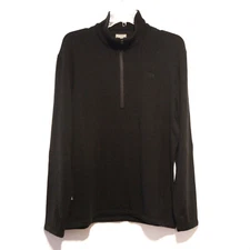 Icebreaker 1/4 Zip Long Sleeve Shirt Men's Large Black Merino Wool Base Layer